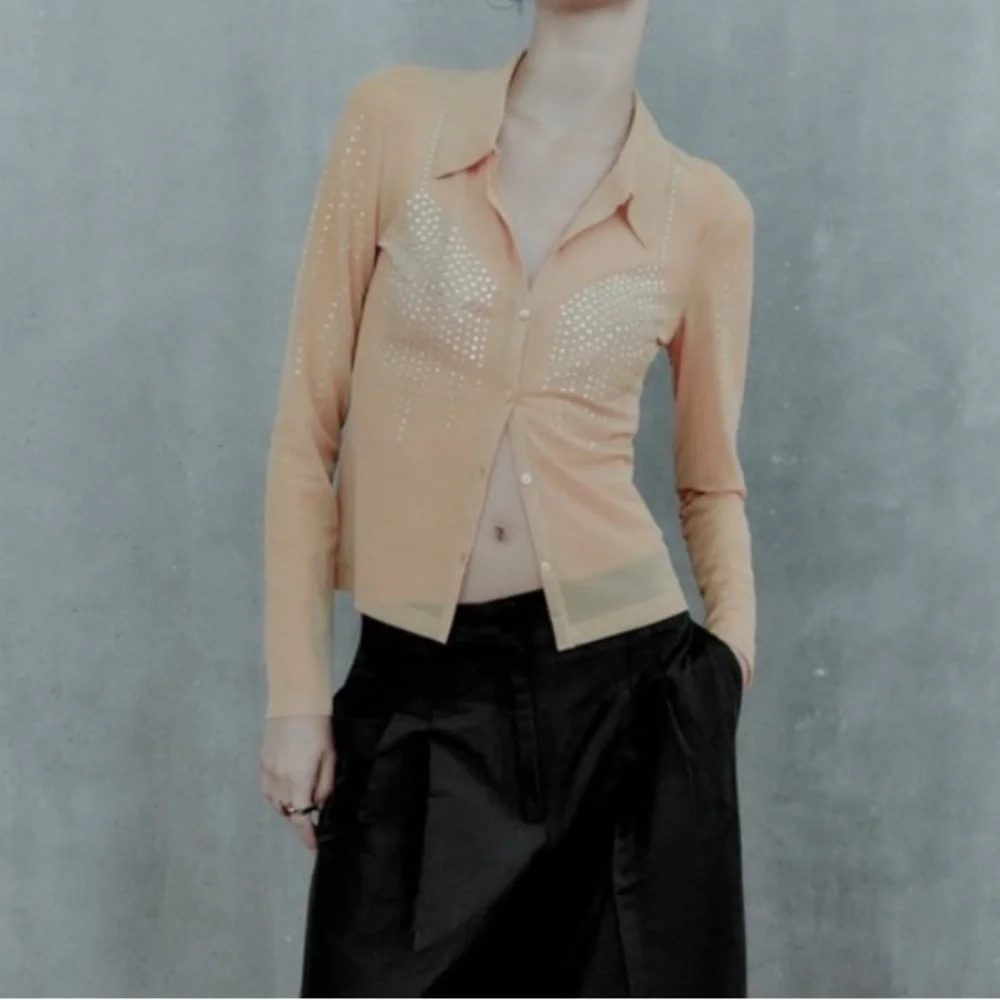 Zara nude mesh top w jewels - Picture 4 of 8